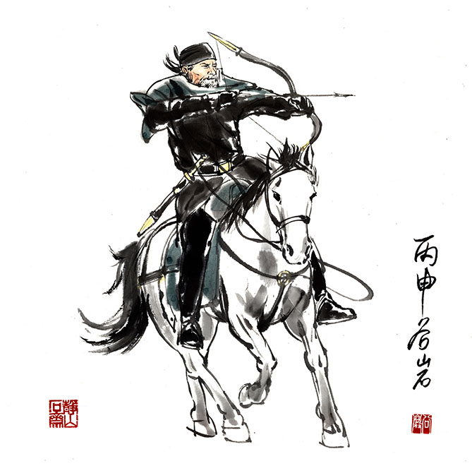 谷岩作品——骑马射箭